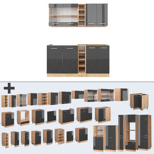 Vicco Cucina completa Antracite lucido/oro power oak 160 cm , PL Antracite