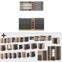 Vicco Cucina completa Antracite lucido/oro power oak 160 cm , PL Rovere