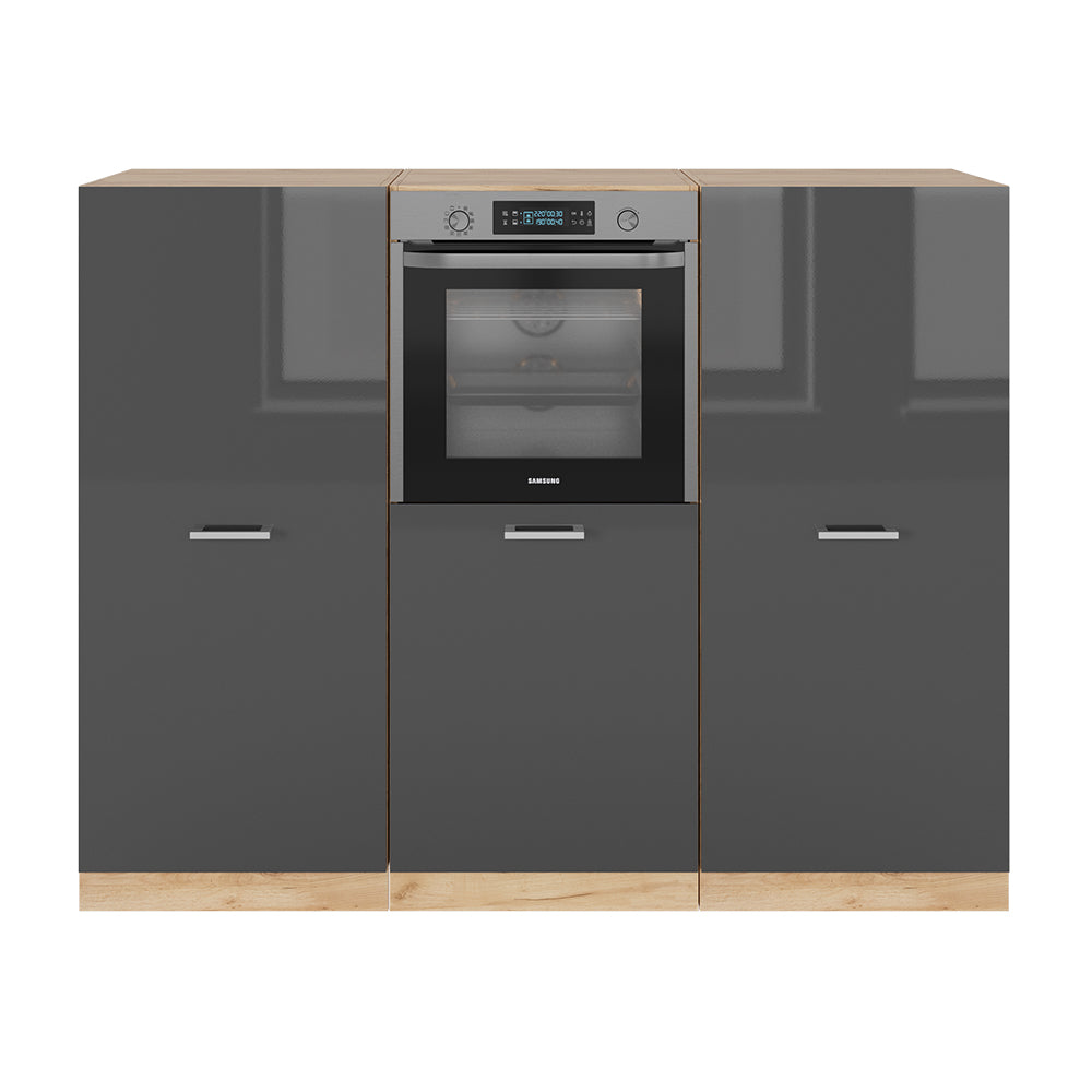 Vicco Cucine componibili piccole Antracite lucido/oro power oak 180 cm senza piano di lavoro