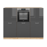 Vicco Cucine componibili piccole Antracite lucido/oro power oak 180 cm senza piano di lavoro