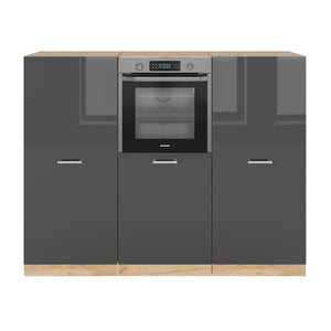 Vicco Cucine componibili piccole Antracite lucido/oro power oak 180 cm senza piano di lavoro