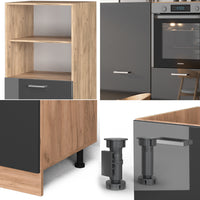 Vicco Cucine componibili piccole Antracite lucido/oro power oak 180 cm senza piano di lavoro