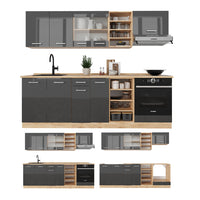 Vicco Cucina componibile Antracite lucido/oro power oak 240 cm , PL Antracite