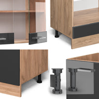 Vicco Cucina angolare completa Antracite lucido/oro power oak 227 x 287 cm , PL Antracite