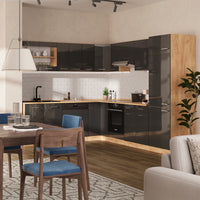 Vicco Cucina angolare completa Antracite lucido/oro power oak 227 x 287 cm , PL Antracite