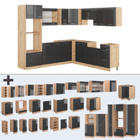 Vicco Cucina angolare completa Antracite lucido/oro power oak 237 x 247 cm , PL Marmo