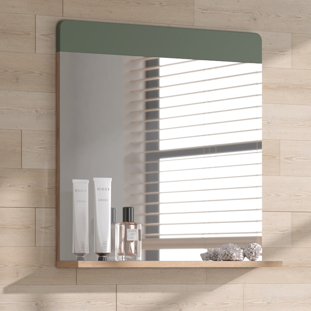 Vicco Specchio da bagno Quercia verde/oro 60 x 62 cm con ripiano