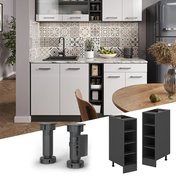 Vicco Scaffale da cucina Antracite 25 cm senza piano di lavoro