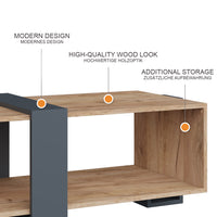 Vicco Tavolino Antracite/quercia dorata 91.5 x 52 cm