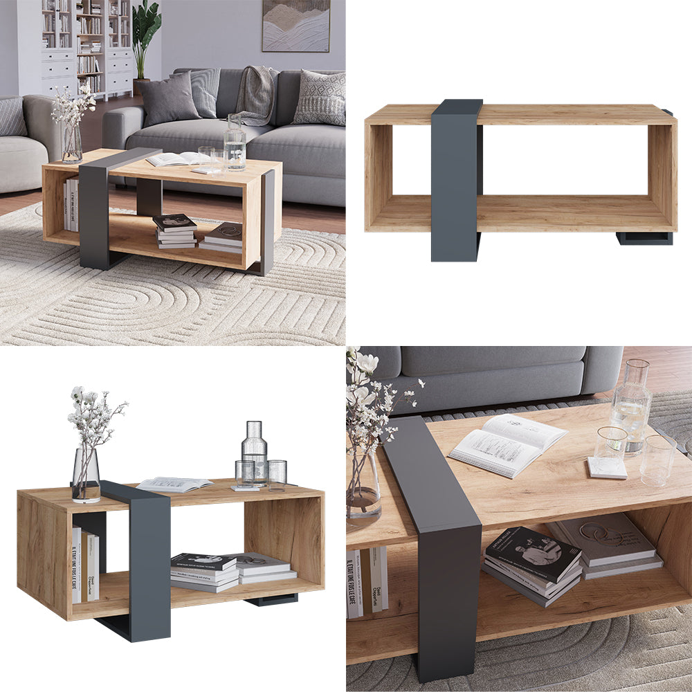 Vicco Tavolino Antracite/quercia dorata 91.5 x 52 cm