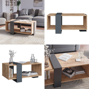 Vicco Tavolino Antracite/quercia dorata 91.5 x 52 cm