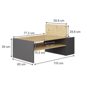 Vicco Tavolino da salotto Rovere artigianale/antracite 110 x 60 cm