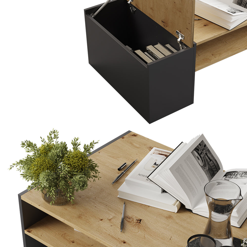 Vicco Tavolino da salotto Rovere artigianale/antracite 110 x 60 cm