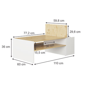 Vicco Tavolino da salotto Rovere artigianale/bianco 110 x 60 cm
