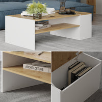 Vicco Tavolino da salotto Rovere artigianale/bianco 110 x 60 cm