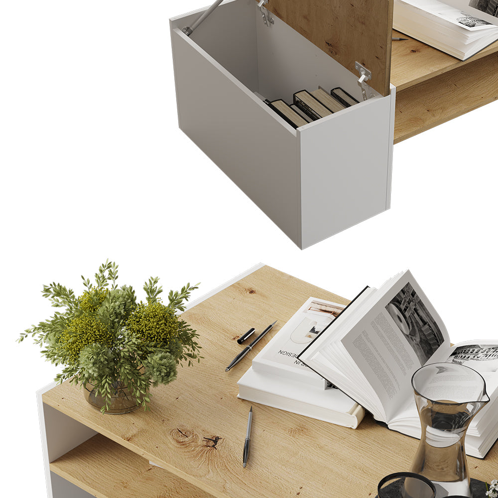 Vicco Tavolino da salotto Rovere artigianale/bianco 110 x 60 cm