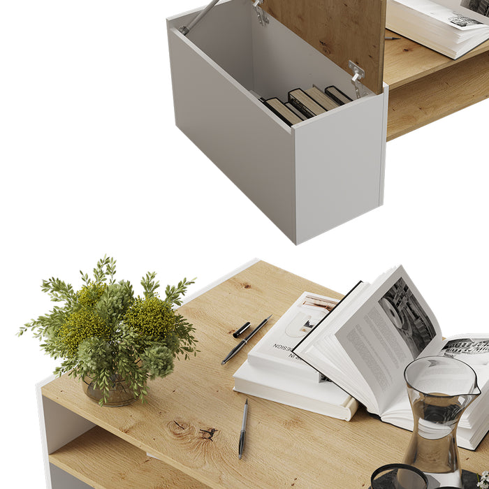 Vicco Tavolino da salotto Rovere artigianale/bianco 110 x 60 cm