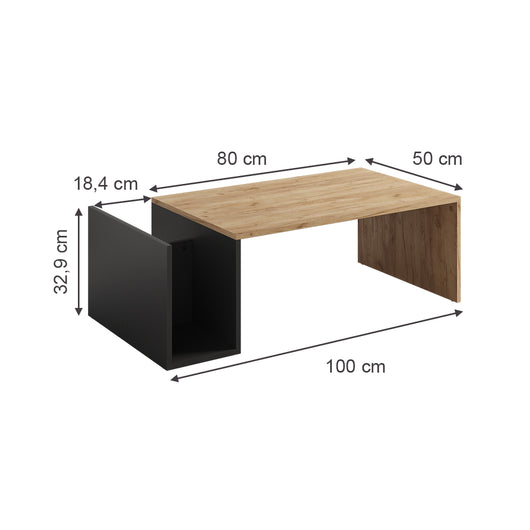 Vicco Tavolino Quercia dorata/antracite 100 x 50 cm