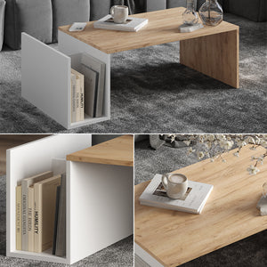 Vicco Tavolino Quercia dorata/bianco 100 x 50 cm