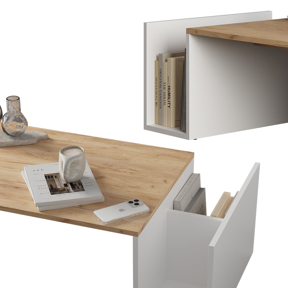 Vicco Tavolino Quercia dorata/bianco 100 x 50 cm