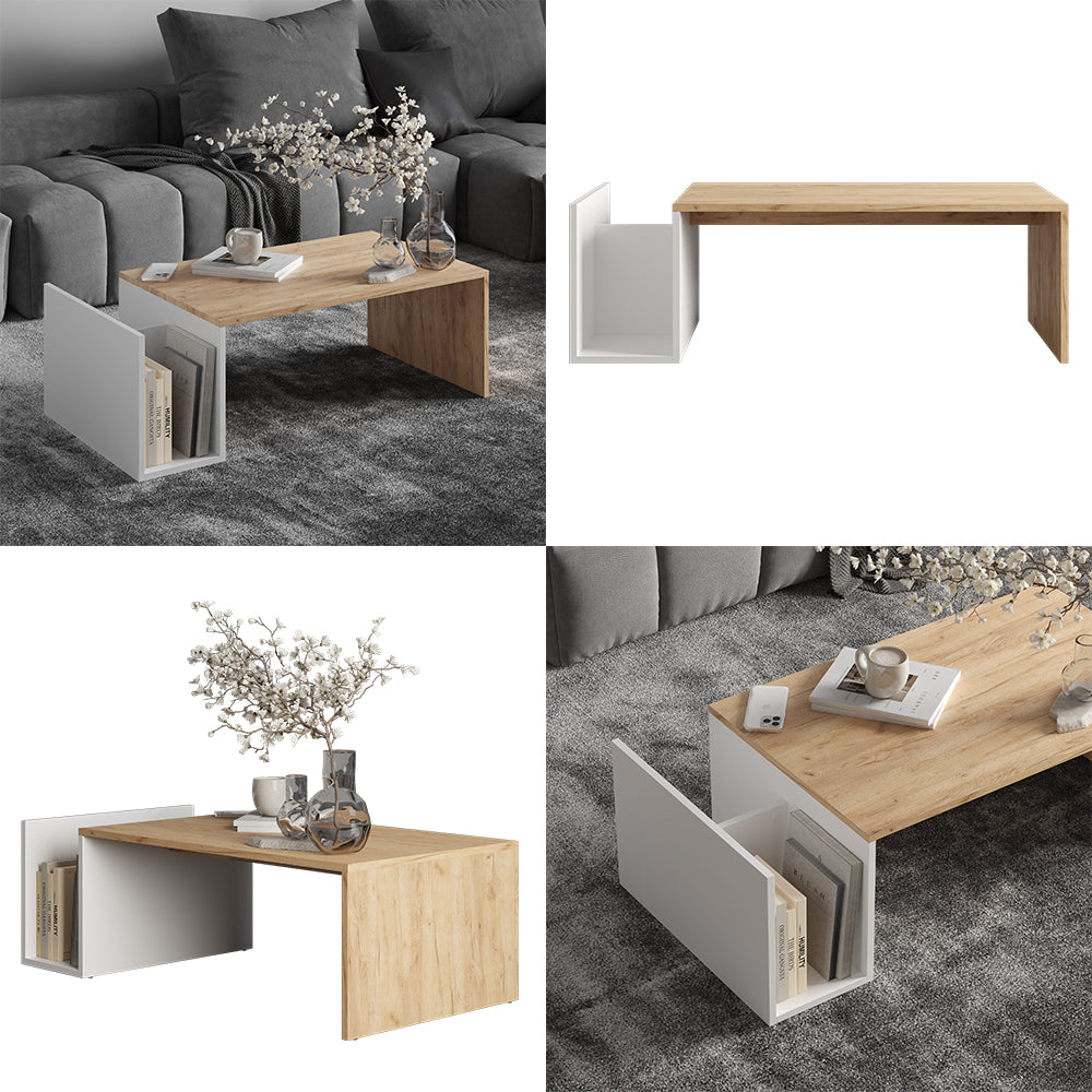 Vicco Tavolino Quercia dorata/bianco 100 x 50 cm