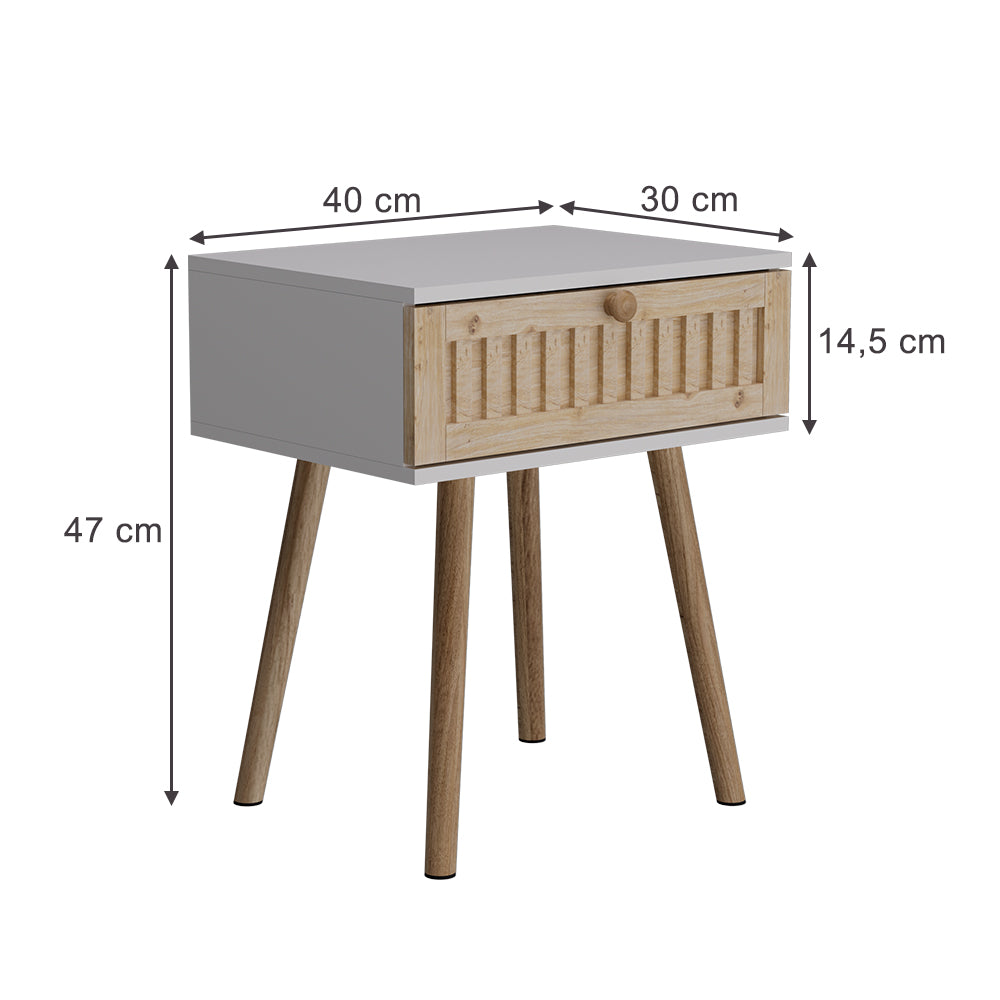 Vicco Comodino Bianco/pino 40 x 47 cm Set di 2