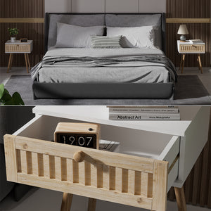 Vicco Comodino Bianco/pino 40 x 47 cm Set di 2