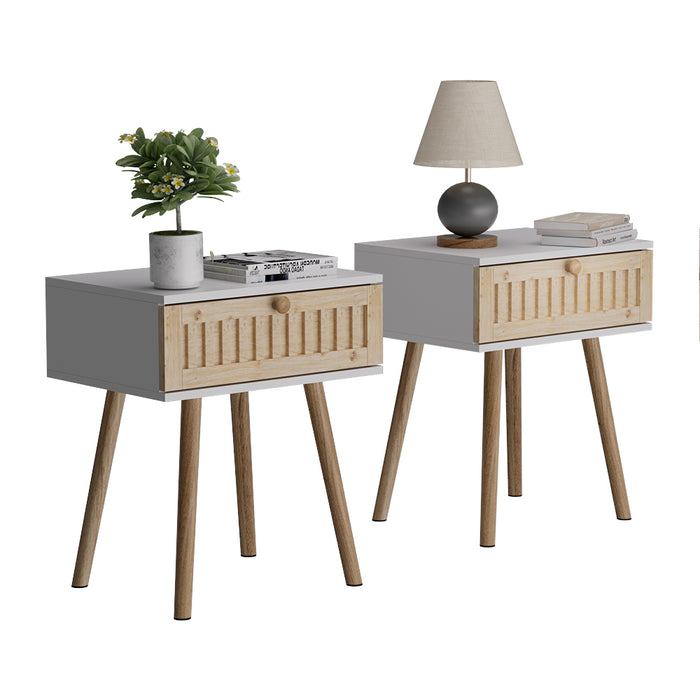 Vicco Comodino Bianco/pino 40 x 47 cm Set di 2