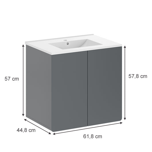 Vicco Mobiletto per lavabo Grigio