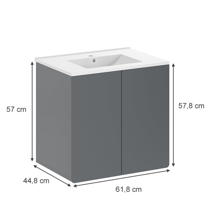 Vicco Mobiletto per lavabo Grigio