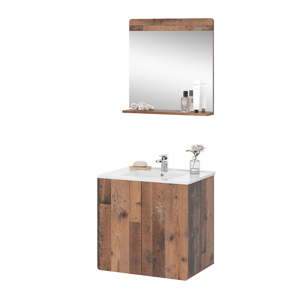 Vicco Set di mobili da bagno Oldstyle 3 parti con specchio