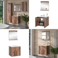 Vicco Set di mobili da bagno Oldstyle 3 parti con specchio