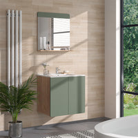 Vicco Set di mobili da bagno Goldkraft rovere/verde 3 parti con specchio