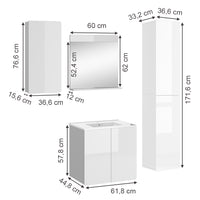 Vicco Set mobili bagno Bianco 4 parti