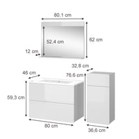 Vicco Set di mobili da bagno Bianco 4 pezzi con unità midi