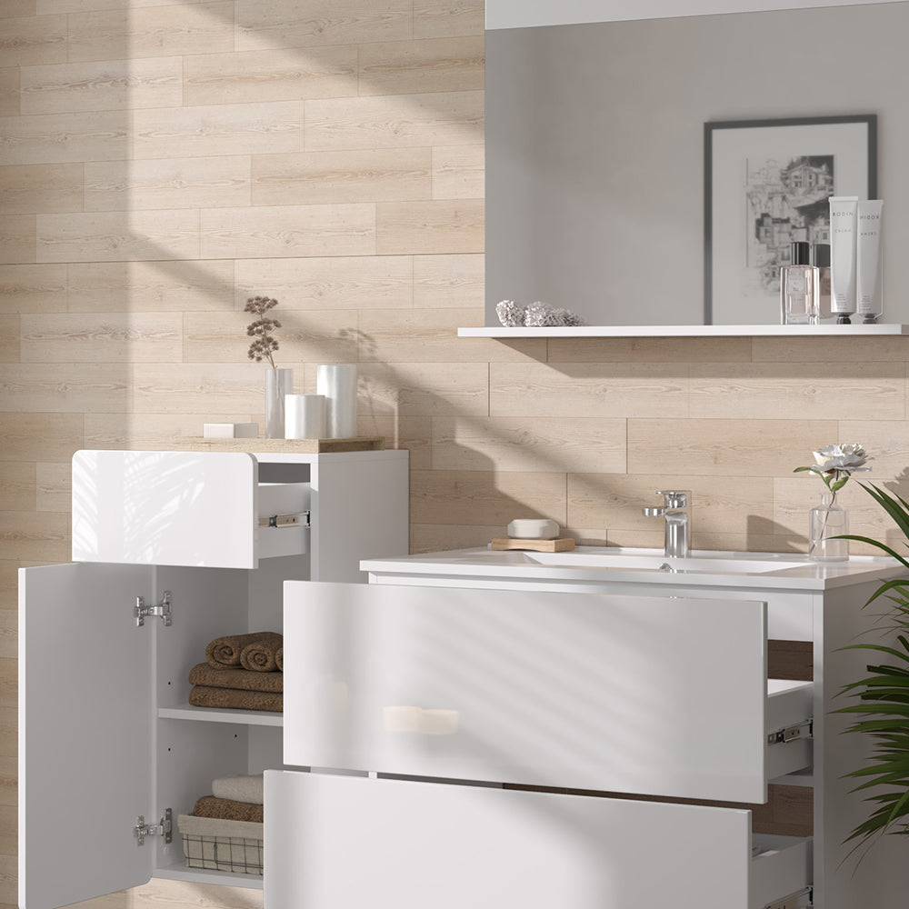 Vicco Set di mobili da bagno Bianco 4 pezzi con unità midi