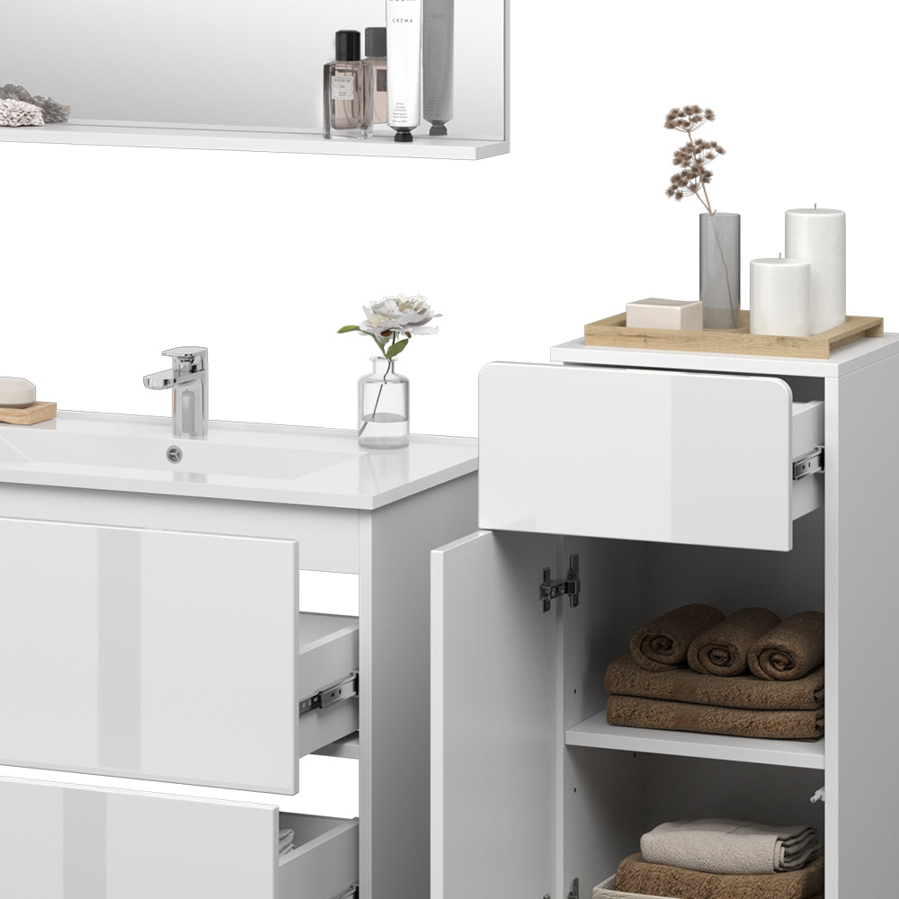Vicco Set di mobili da bagno Bianco 4 pezzi con unità midi