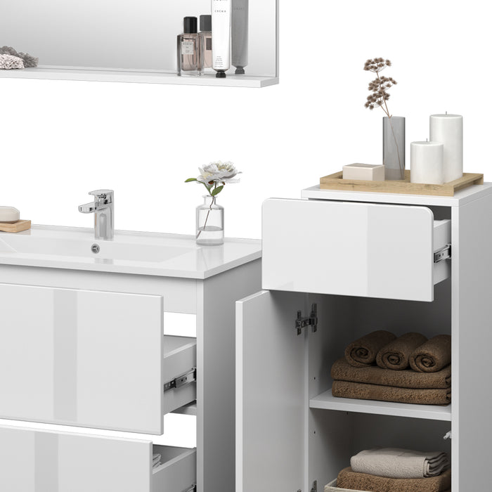 Vicco Set di mobili da bagno Bianco 4 pezzi con unità midi