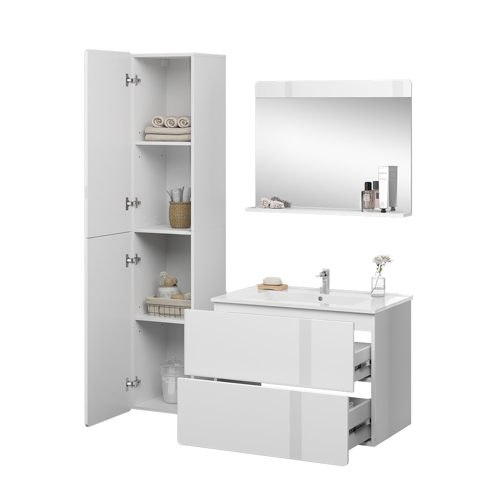 Vicco Set di mobili da bagno Bianco 4 pezzi con colonna