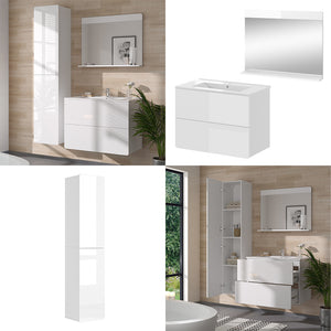 Vicco Set di mobili da bagno Bianco 4 pezzi con colonna