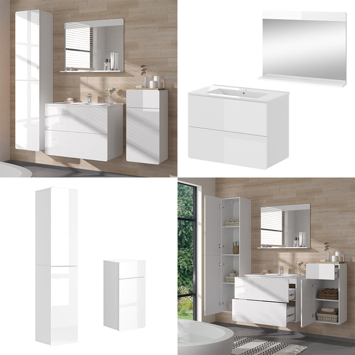 Vicco Set di mobili da bagno Bianco 5 parti