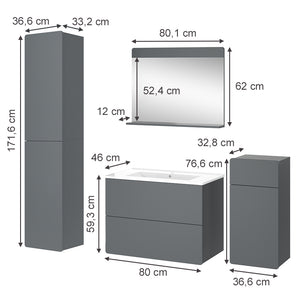 Vicco Mobiletto Grigio 5 parti