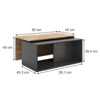 Vicco Tavolino da salotto Antracite/quercia dorata 90 x 48 cm