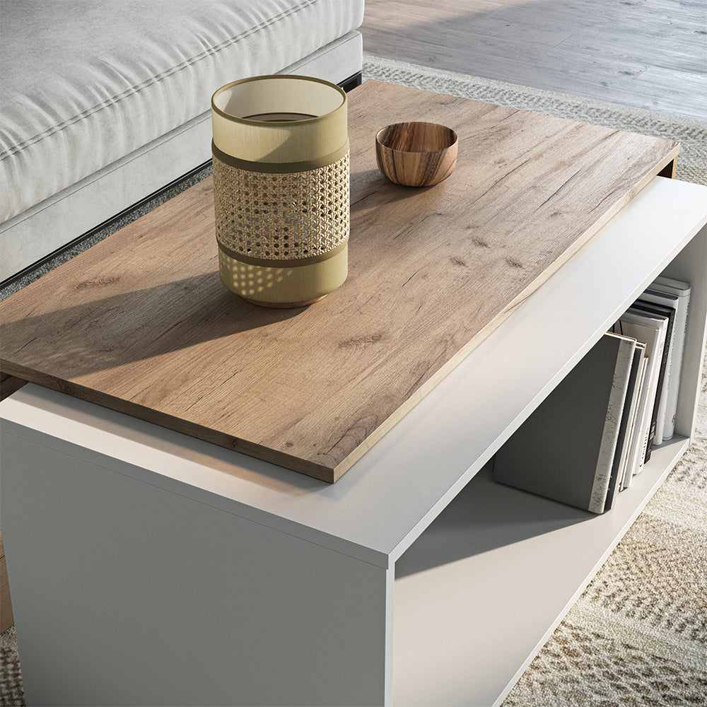 Vicco Tavolino da salotto Rovere bianco/dorato 90 x 48 cm