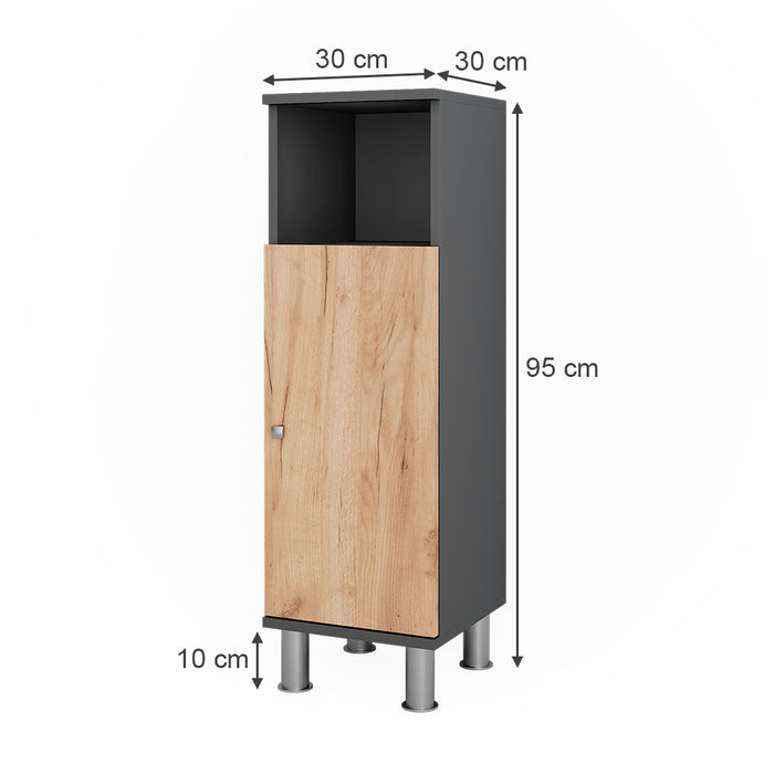 Vicco Mobile midi Antracite/quercia dorata 30 x 95 cm