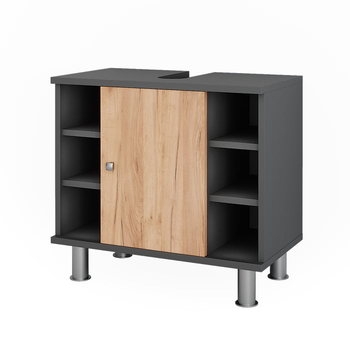 Vicco Mobiletto per lavabo Antracite/quercia dorata 60 x 54 cm con 6 ripiani