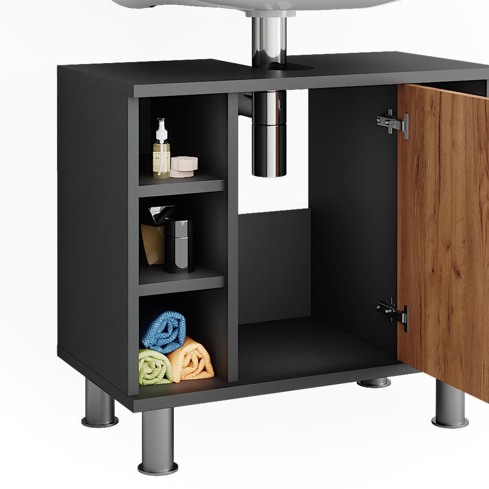 Vicco Mobiletto per lavabo Antracite/quercia dorata 60 x 54 cm con 6 ripiani