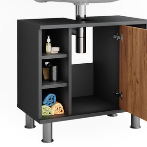 Vicco Mobiletto per lavabo Antracite/quercia dorata 60 x 54 cm con 6 ripiani