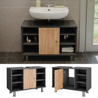 Vicco Mobiletto per lavabo Antracite/quercia dorata 80 x 54 cm