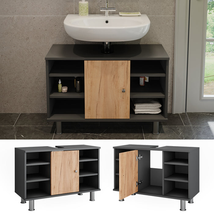 Vicco Mobiletto per lavabo Antracite/quercia dorata 80 x 54 cm